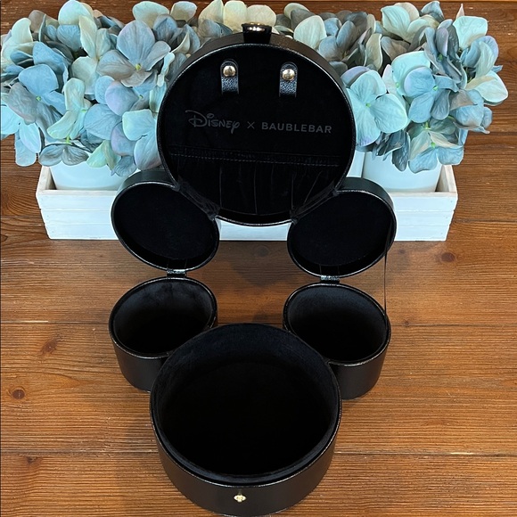 Bauble Bar Licensed Disney Mickey Mouse Metallic Black Jewelry Box Snap Case - Picture 4 of 12